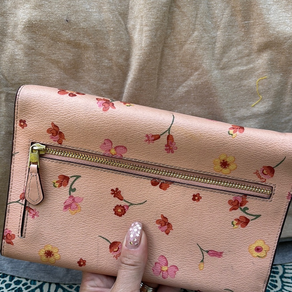 Coach Pink Floral Clutch with Envelope Design - Picture 5 of 5